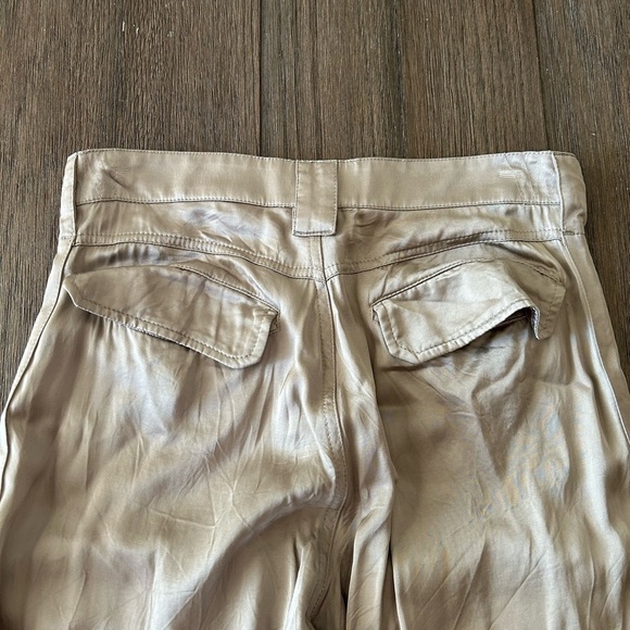 Zara Satin Effect Cargo Pants. Adjustable Hem. Size Medium. Gold/Tan Color. - Picture 6 of 12